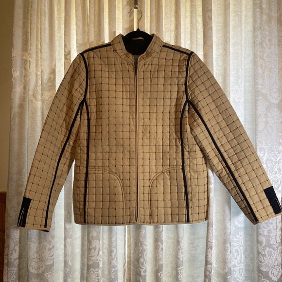 Napa Valley Women's Quilted Zippered Jacket M Gold Black Lightweight Reversible - Picture 1 of 11